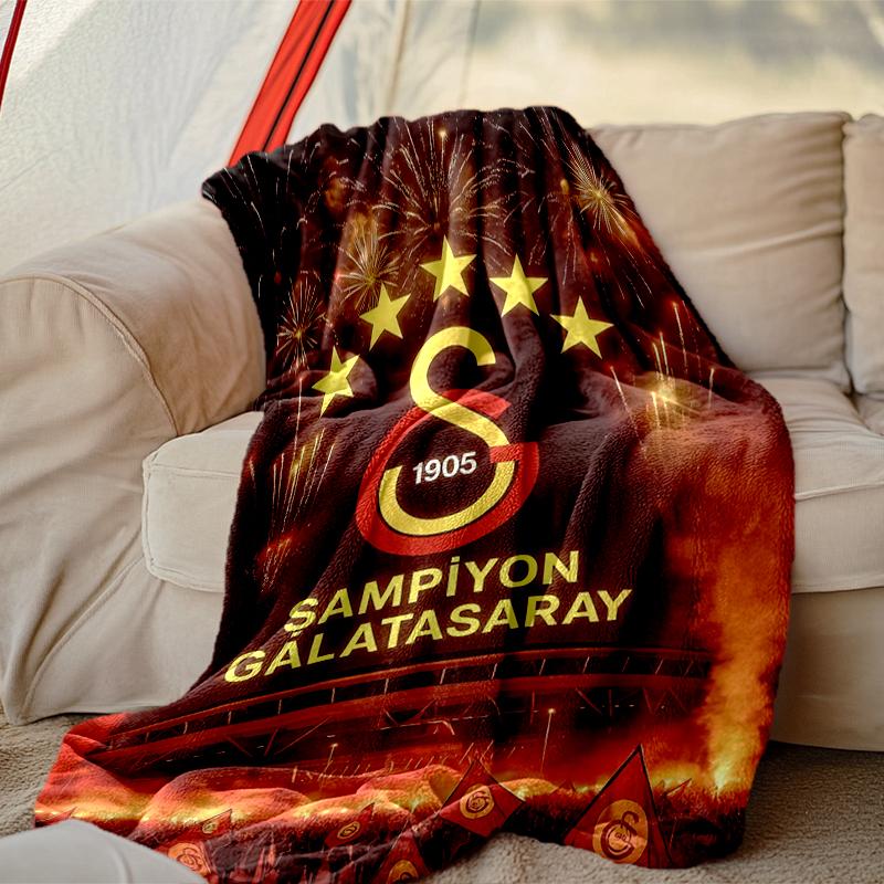 Galatasaray SK Pattern Blanket, Cozy Blanket for All-Season Comfort on Sofas, Beds, Office, Car, Camping and Travel