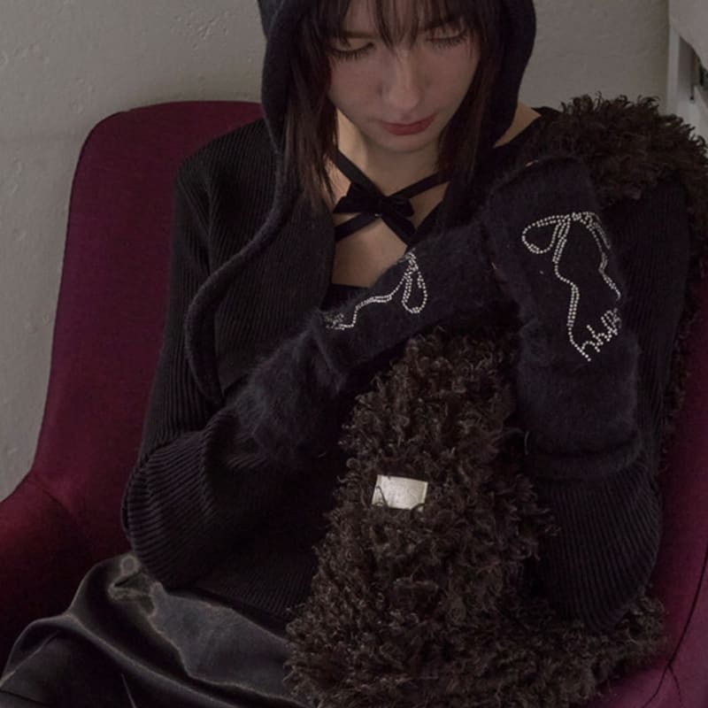 HHIPS RIBBON ANGORA GLOVES (3colors)