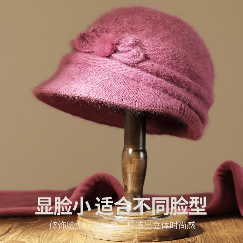 Mom hat elderly autumn and winter rabbit fur knitted hat female thickened winter old lady wool hat thermal hat