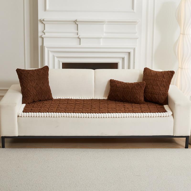 Warm and Comfortable Cotton Velvet Sofa Cushion for Autumn and Winter Solid Wood Mahogany Sofa Anti Slip Thick Cushion Home Decoration Sofa Pad 1pcs