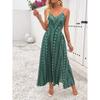 Silk Gauze Floral Backless Dress with Spaghetti Straps and Slit - European American Summer Style