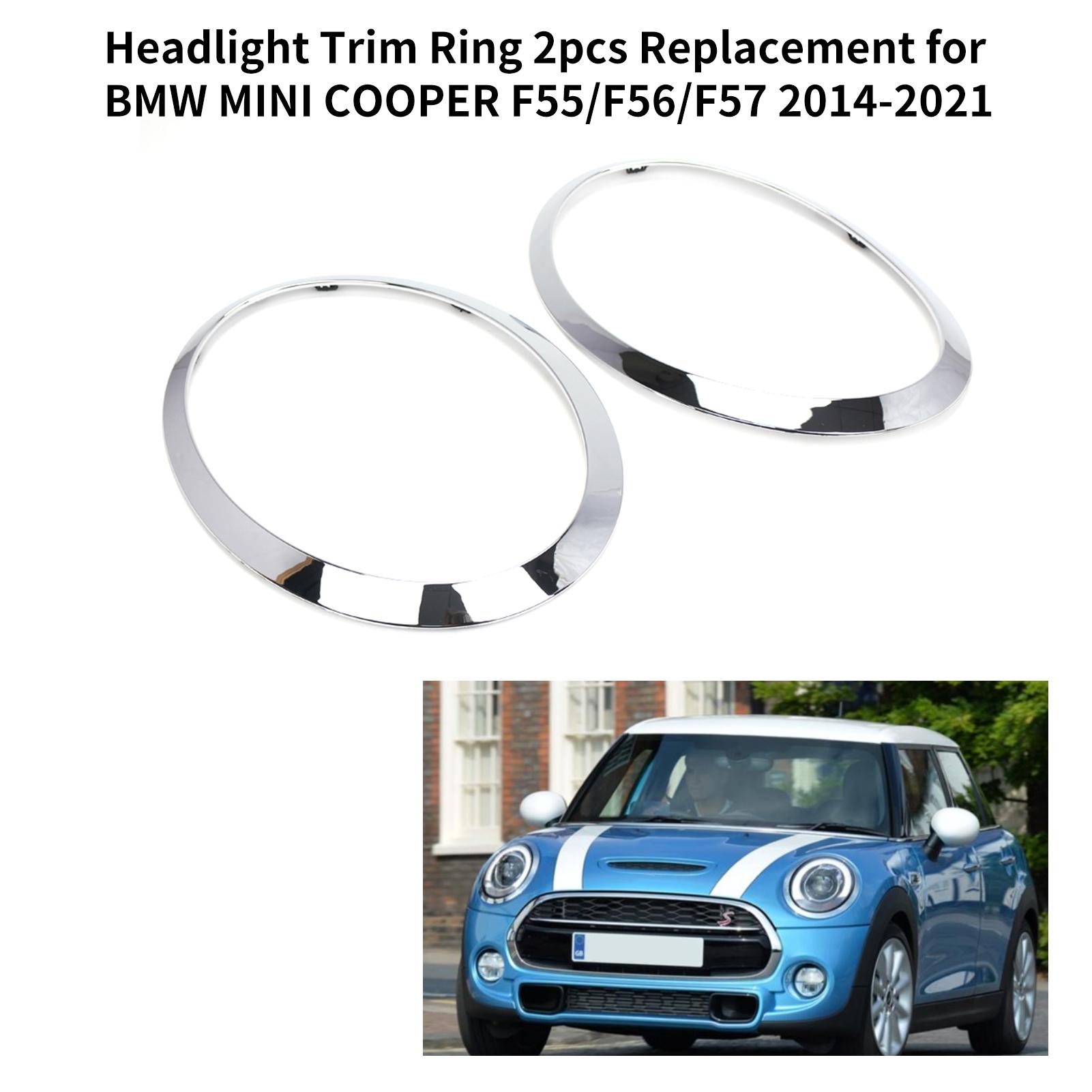 

Декоративное кольцо фары 2 шт. Замена для BMW MINI COOPER F55 F56 F57 2014 2021 OEM 51137300631, 51137300632, серебряный