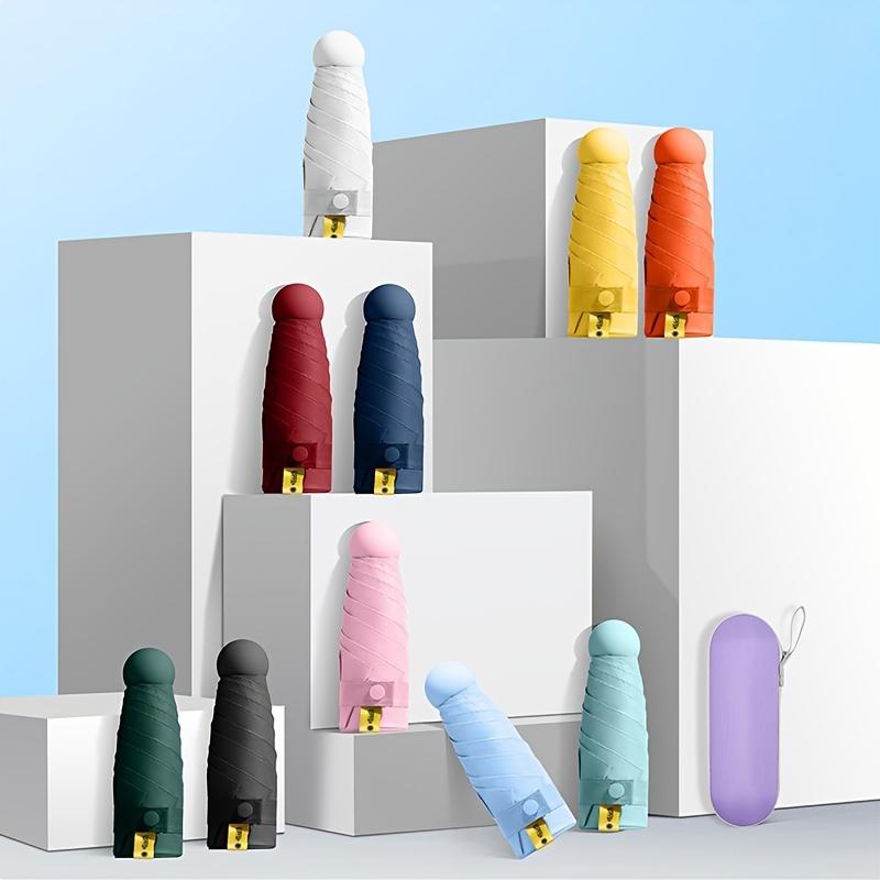 Travel Mini Umbrella with Protective Cover Ultra-Light UV Protection 6 Reinforced Ribs, Manual Open, For Sunny and Rainy Days  Travel Accessory