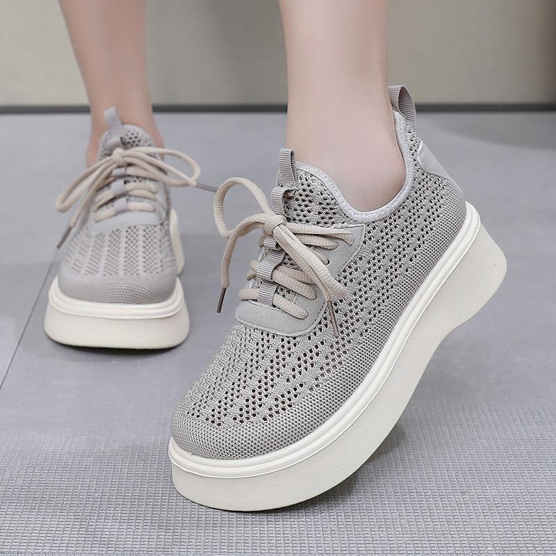Mom shoes soft sole mesh women's cloth shoes breathable hollow women's shoes lace-up new summer non-slip casual shoes