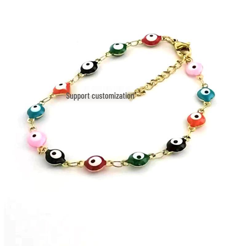 18K Gold-Plated Evil Eye Stainless Steel Bangle for Women