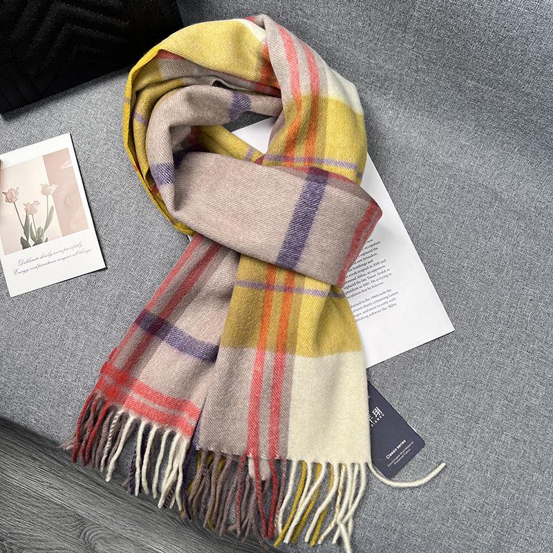 2024 Women's Winter British Style Scarf: 100% Pure Australian Wool, High-End & Warm