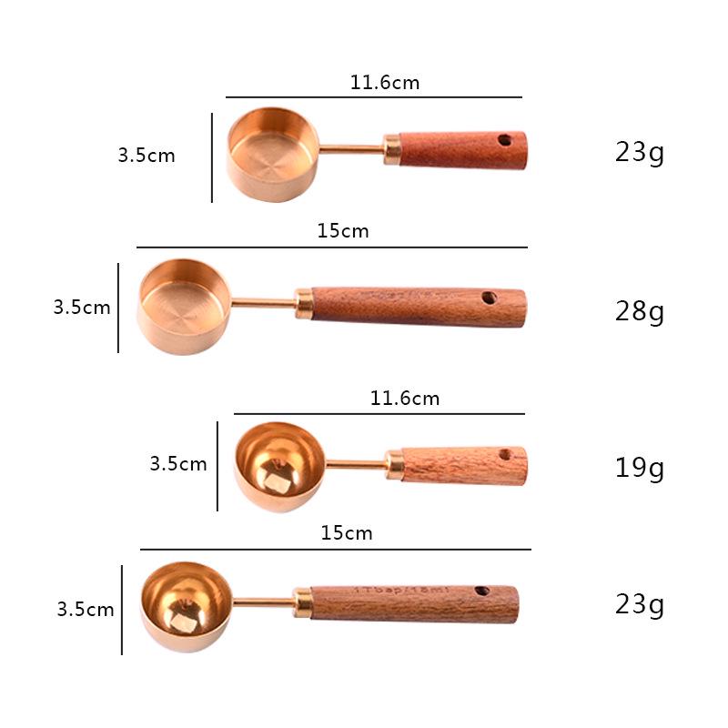 Nerezové odměrky na kávu se stupnicí na sušené mléko a koření