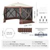 VEVOR Pop Up Gazebo Tent, Pop-Up Screen Tent 6 Sided Canopy Sun Shelter with 6 Removable Privacy Wind Cloths & Mesh Windows