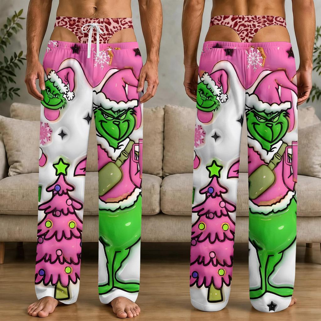 Men's Funny Christmas Print Pants with Pockets Casual Sleep Pants for Home