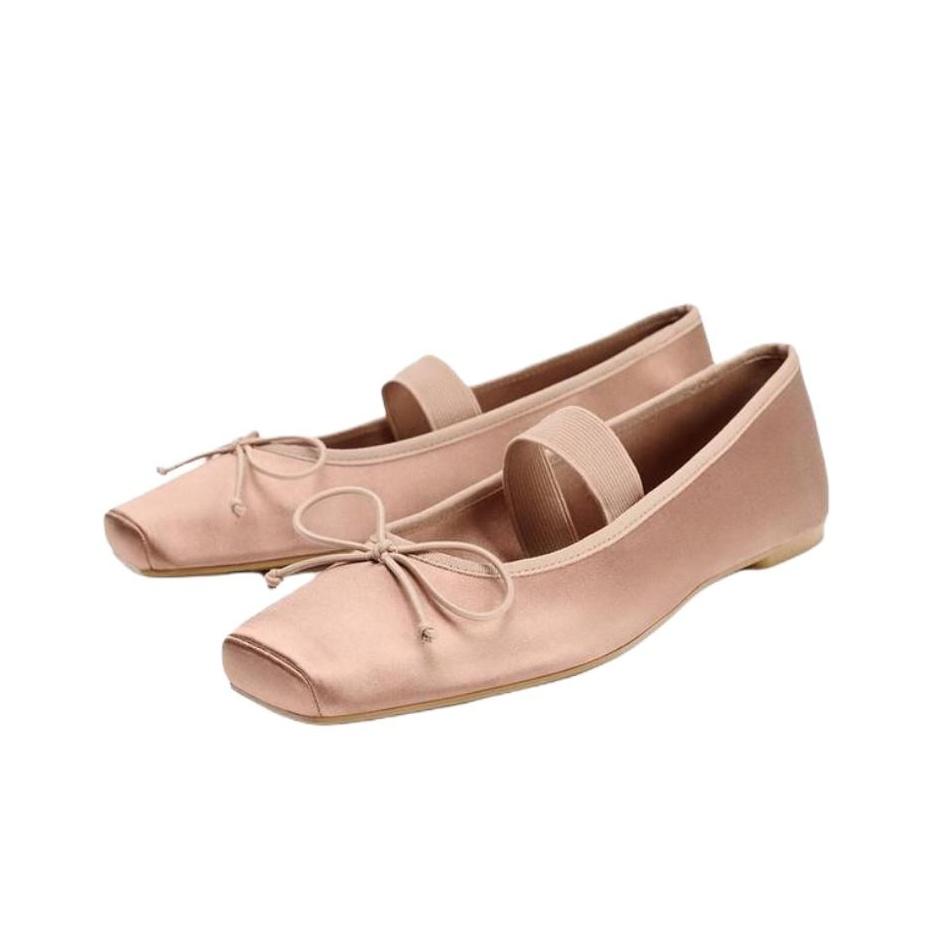 Zara Simple Comfortable Flat Mary Jane Shoes 1.5cm Women Shoes Rose-Red 2508610050
