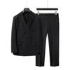 Men's Double-Breasted Striped Stretch Suit Set, Loose Fit, Plus Size for Big & Tall, Perfect for Weddings.