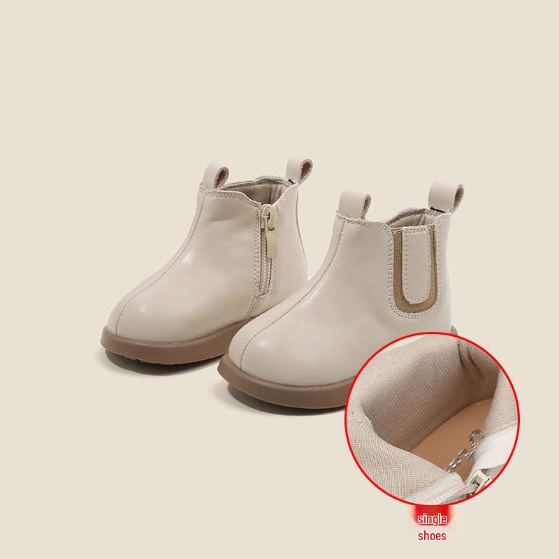 Boys' and Girls' Soft Leather Korean-Style Martin Boots for Autumn/Winter