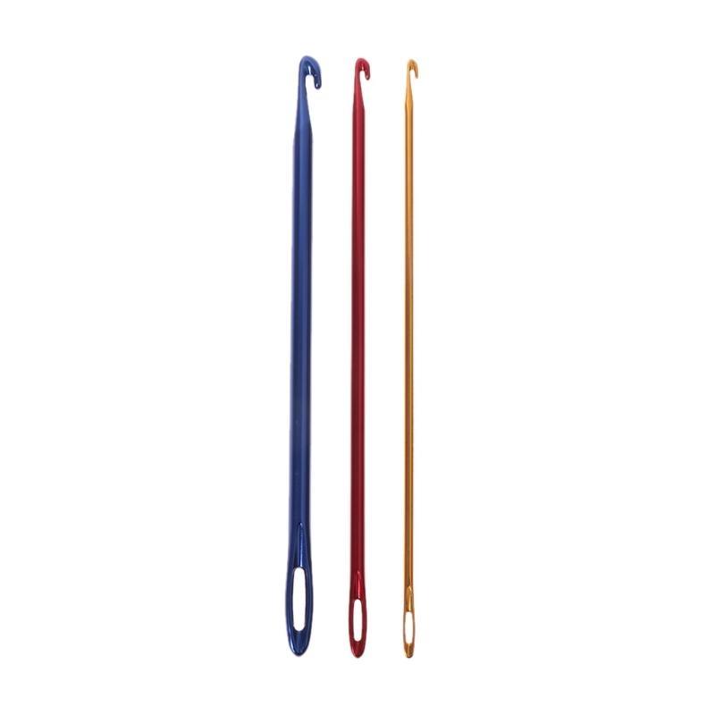 3pcs Knitting Needle Afghan Crochet Hook Set Ergonomical Crochet Needle with Threading Hole for Knitting