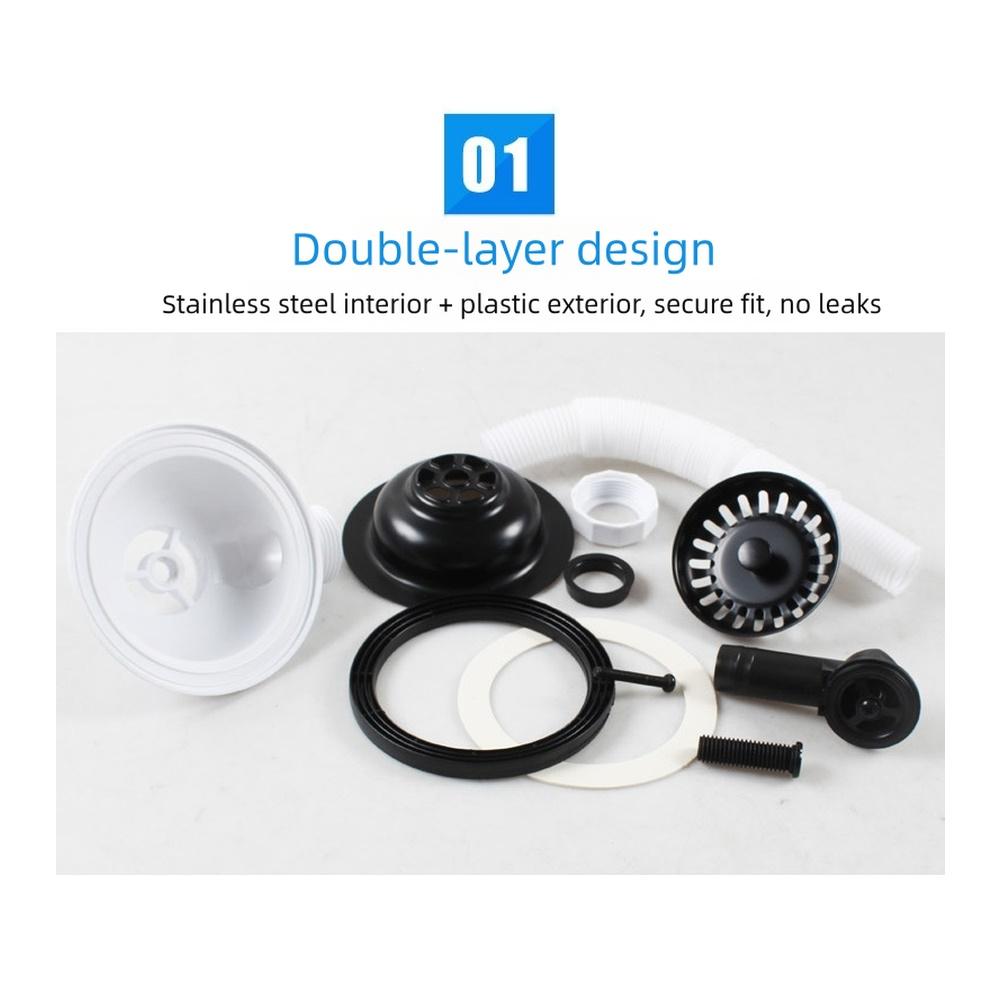 304 Stainless Steel Black Coated 114mm Sink Strainer With Overflow For Kitchen  Home Improvement Hardware Parts For Home
