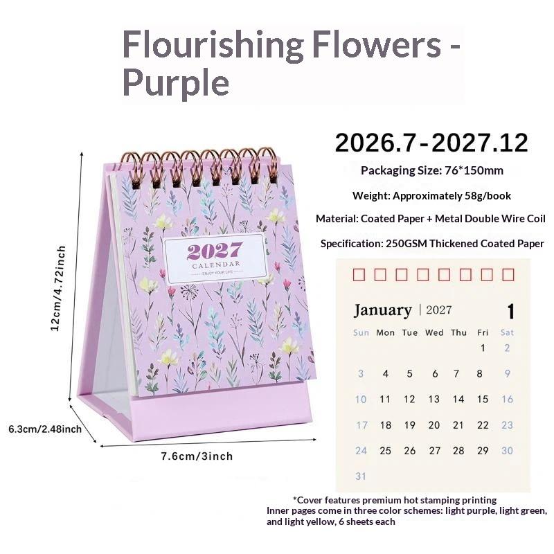 2027 Mini Morandi Color Desk Calendar Compact Size Memo Planner for Home Office Desktop Decoration Daily Reminder