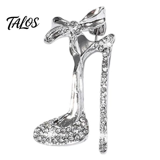 Brooch Pin, High Heels Bow Shape Lapel Pin with Sparkling Rhinestones, Women Badge for Suits Coats Bags Accessories