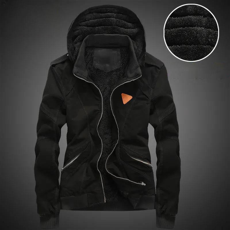 Winter Jacket Men Hooded Slim Parka Cotton-padded Jacket Plus Velvet Thick Warm Coat Parkas Cotton