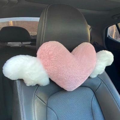 Car Headrest Pillow Breathable Wear-Resistant Heart Shape Neck Support Pillow Seat Back Cushion Car Interior