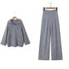 European and American Street Style Women's Loose Lapel High Waist Trousers and Knit Sweater Set