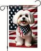 4th of July Garden Ag Maltese Dog 12x18 Inch Patriotic American Ag Outdoor Banner Cute Puppy Yard Decor for Independence EEL