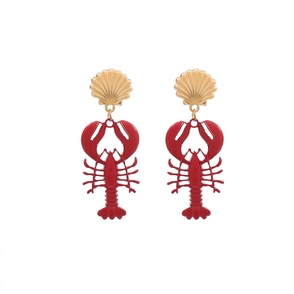 Exaggerated Small Fish Crab Lobster Beach Ocean Natural Wind Earrings Summer Women Fashion Earrings