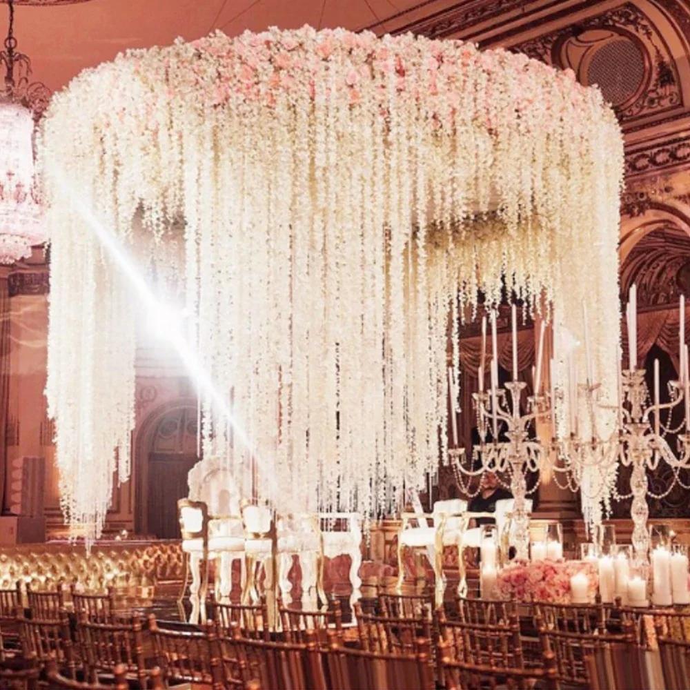 20 STÜCKE/10 STÜCKE Künstliche Seide Glyzinienblumengirlande Gefälschte Hängende Glyzinienpflanzenranke für Gartenparty Hochzeit Heimdekoration