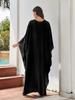 Plus Size Kaftan Blue Black Solid Bohemian Printed Summer Long Beach Dress Women Homewear Outfit Swim Suit Cover Up Loose Caftan