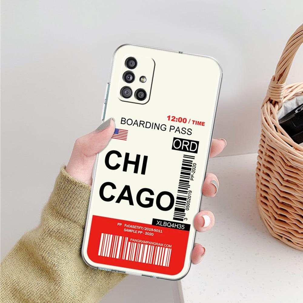 Case For Samsung A15 A13 A35 A55 A51 A71 A41 A31 A05 A17 A23 A25 A33 A53 A73 5G A07 4G Cover World City Travel Ticket New York
