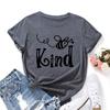 Bee Kind Pattern Cotton T-Shirt Short Sleeve Round Neck Women 2d Print Tops