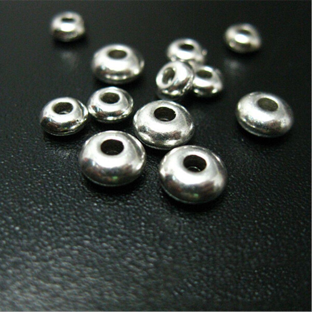 100pcs/set Handmade Silver Stainless Steel Spacer Beads DIY Tool Bracelet Components Jewelry Making