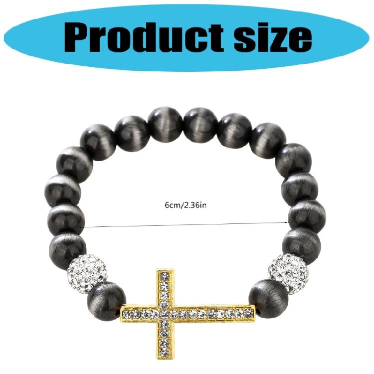 Expandable Wrist Jewelry with Intricate Religious Pendant and Alloy Construction Beaded Bracelet Suitable for Daily Styling