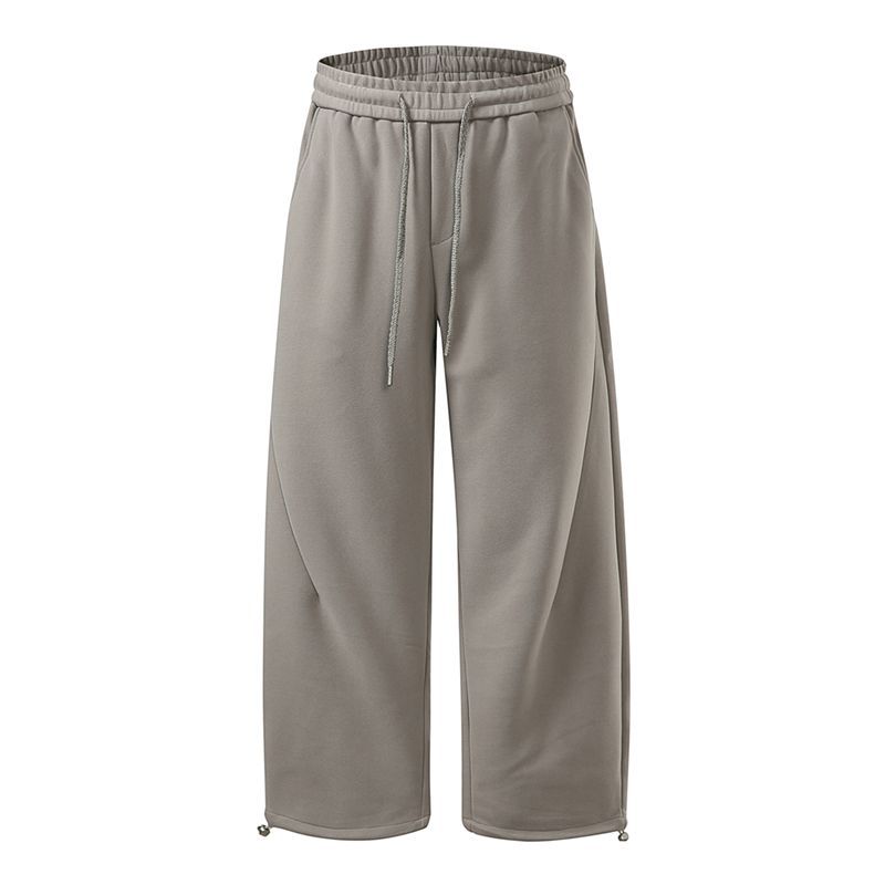 Retro trendy brand elastic waist sweatpants men's spring new loose wide-leg straight casual pants men