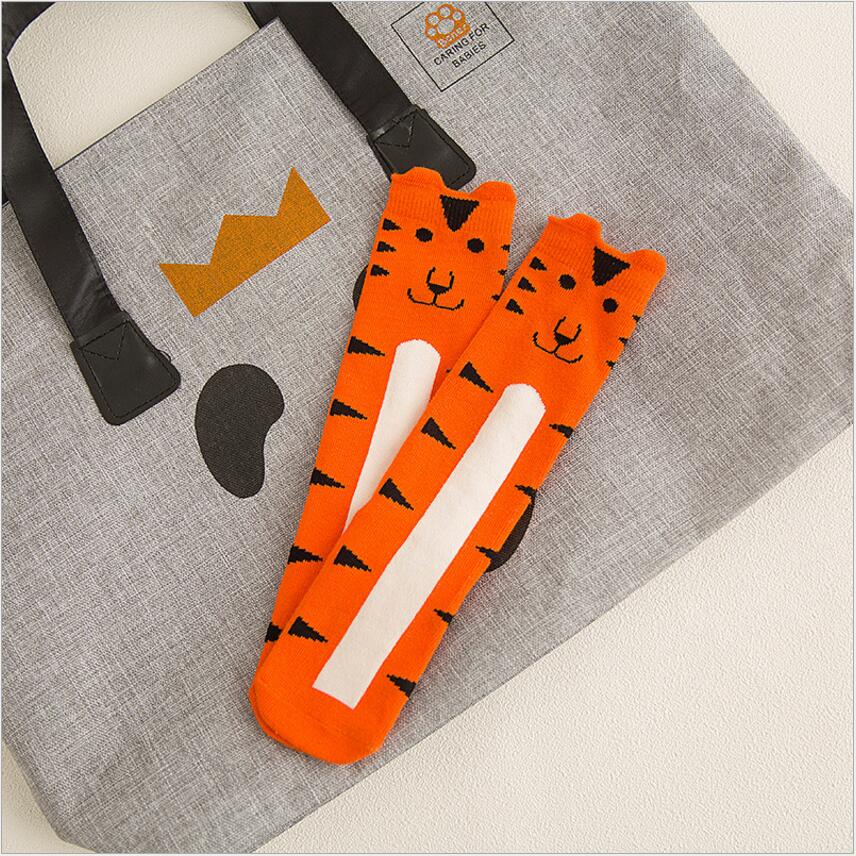Animal Print Knee High Baby Girls Socks Anti Slip Cartoon Cat Leg Warmers Infant Baby Long Socks Cotton Newborn Baby Boy Socks