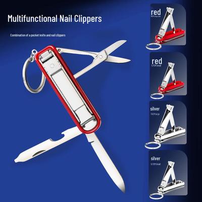 Compact Stainless Steel Multifunctional Nail Clipper with Folding Scissors