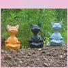 Whimsical Cat Statue For Meditation Crafted From High-quality Resin Ideal For Garden Aesthetics