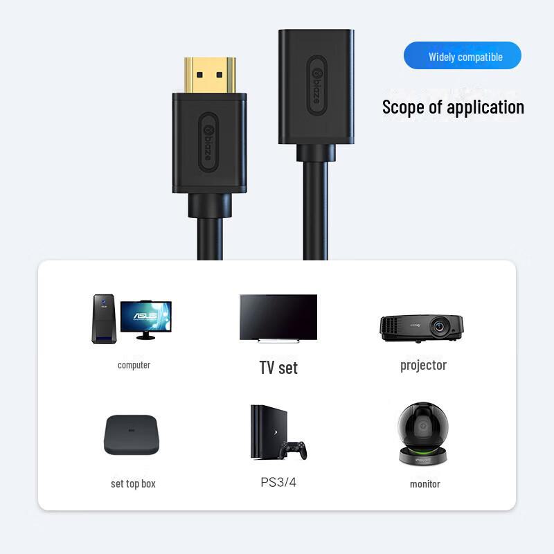 Biaz HDMI Verlängerungskabel 2.0: 4K HD Video Stecker auf Buchse für Computer, TV, Monitor