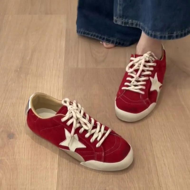 Cowhide version~ Korean niche retro German training shoes women's lace-up versatile star board shoes old casual Forrest Gump shoes tide