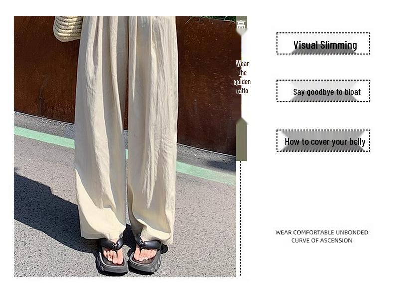 Calças Femininas de Cintura Alta em Seda Gelo 2025 - Verão Fino, Modelador, Casual, Corte Solto