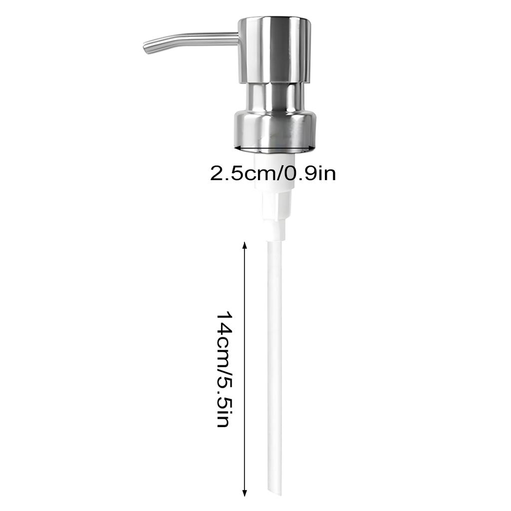 Leeseph Soap Dispenser Pump Head, 304 Stainless Steel Brushed Finish Pump Head 2.5cm Neck Size, Replacement for Kitchen Bathroom
