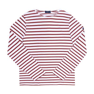 Saint James Modern Stripe Unisex Long Sleeve Tee 9858 Neige Terracotta