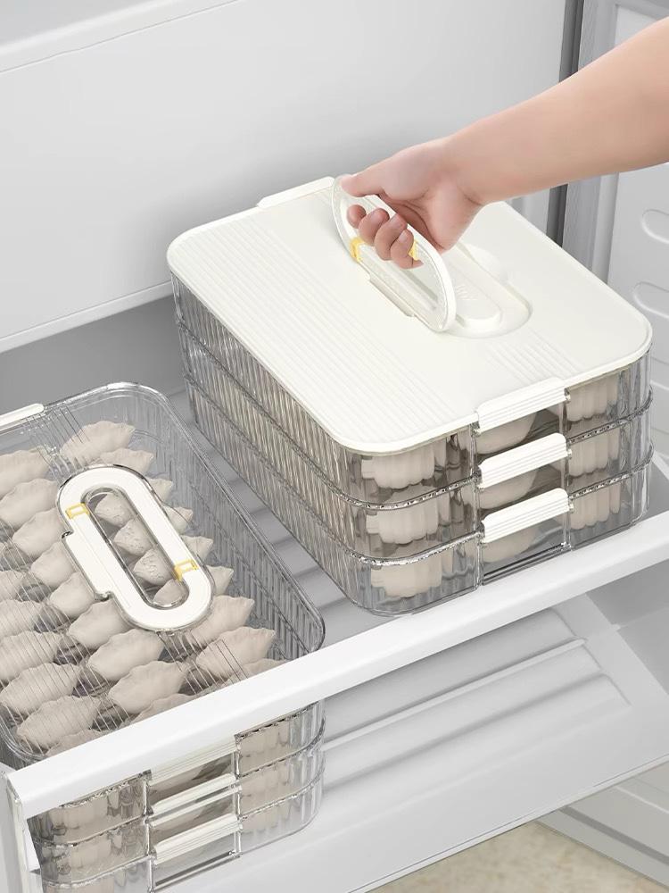 Dumplings Storage Box 3/4 Layer Fridge Food Grade Flash freezing Wonton Keep fresh Seal Leak Proof Deli Meat Date Recording