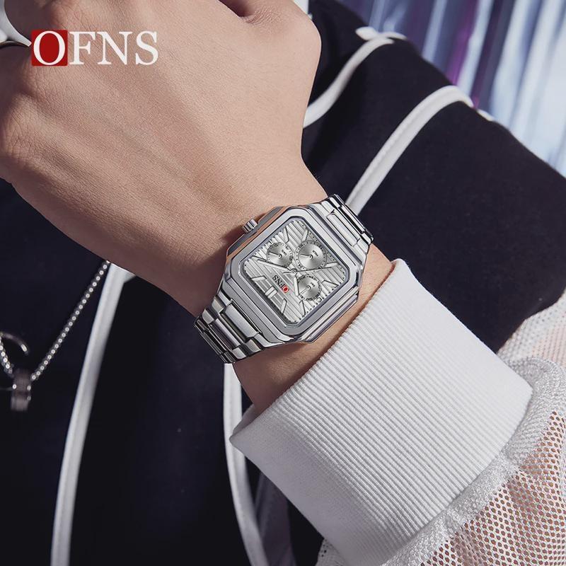 OFNS Fashion Men's Quartz Watch Elegant Clock Calendar Luminous Wristwatch Business Casual Watches