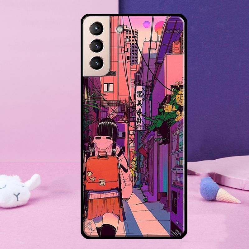 Vaporwave Glitch Anime Phone Case For Samsung Galaxy S25 S24 Ultra S9 S10 S20 S21 S22 Plus S23 FE S24 FE Cover
