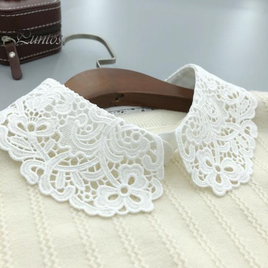 Falešný límec Vyšívaná krajka Květina Odnímatelný límec Ženy Jednobarevný Dutý design Falešný límec Shoda pro topy mikiny