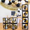 4 Pcs 2026 Grad Balloon Boxes Black Balloon Boxes with Letters So Pround of You Graduation Party Decoration for College High School Class of 2026