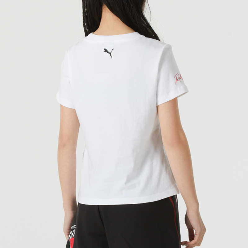 Puma Sports Lifestyle Series Casual Pullover Letter Breathable Short Sleeve T-Shirt Women T-Shirts White 633082-02