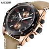 Kreativ sportsklokke Herre Relogio Masculino motekronograf kvarts armbåndsur Clock Hour Leather Military Army Watch
