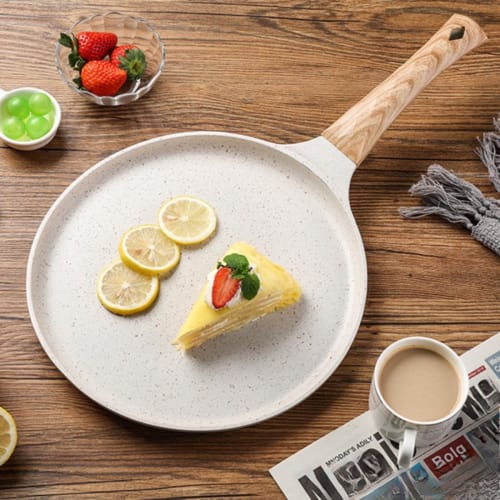 Tufduzo Crepe Pan, Non-Stick Frying Pan for Pancakes, Gyoza, Omelettes, Tortillas, Pancakes, Gas and Induction Stovetop Compatible, Home Use (24cm, A)