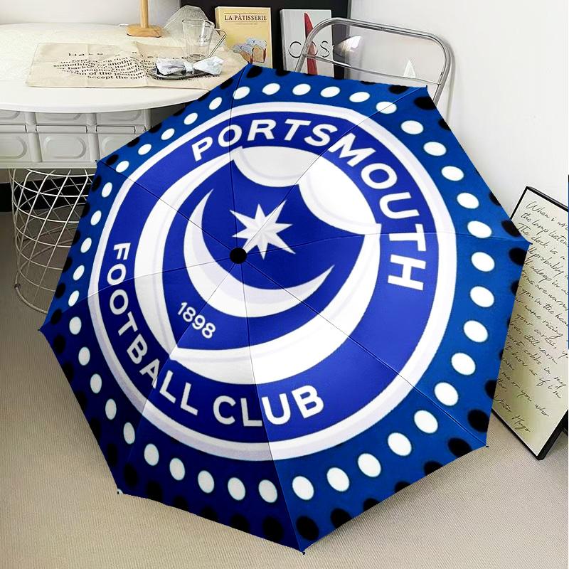 1PC Ports-mouth Fc Anniversary Printed Umbrella Folding Umbrella, Automatic Umbrella 8-Frame for Travel, Camping Fan Gifts Christmas Gifts