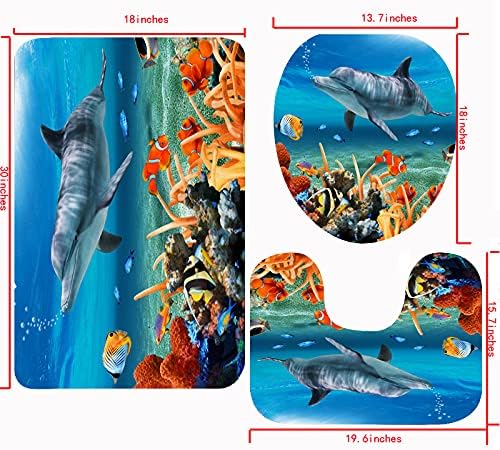 Shower Curtain And Bathroom Carpet Non-Slip Toilet Set, Home Bathtub Waterproof Shower Curtain 3D Printed Durable Polyester Fabr